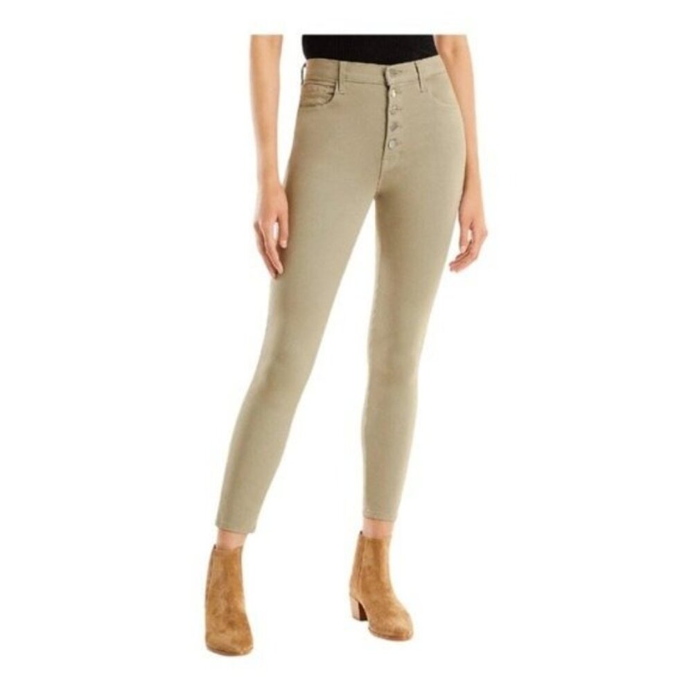 J BRAND Lillie Button Fly Cropped Skinny High Waist Jeans in Mauz Green - NWT - Picture 6 of 6
